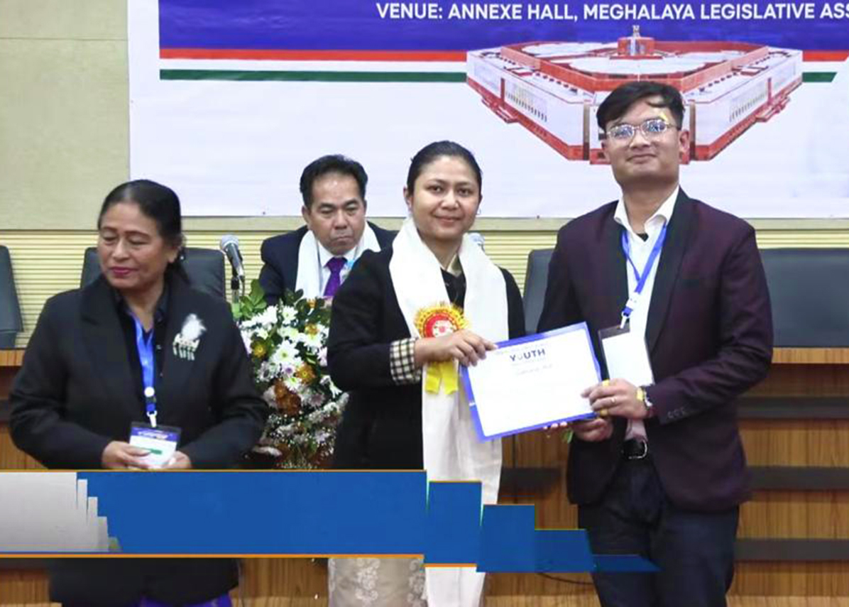 Baiarihun Rapthap and Pynhiammiki Rymbai represented East Khasi Hills District at the State-Level Viksit Bharat Youth Parliament 2026