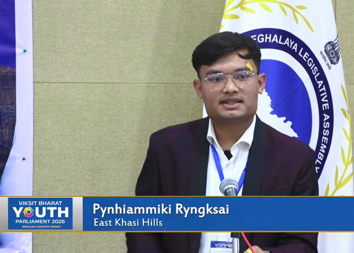 Baiarihun Rapthap and Pynhiammiki Rymbai represented East Khasi Hills District at the State-Level Viksit Bharat Youth Parliament 2026