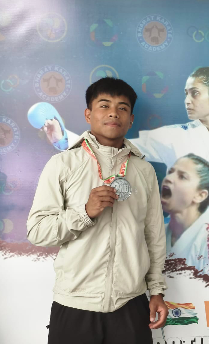 Paul Danny Kharmudai won the Silver Medal in the Senior Male Kata category at the 20th All India Independence Cup Karate Tournament 2026