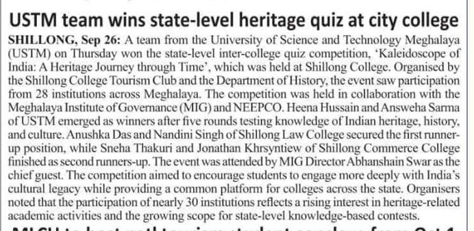 State-Level Inter-College Quiz Competition “Kaleidoscope of India: A Heritage Journey through Time”
