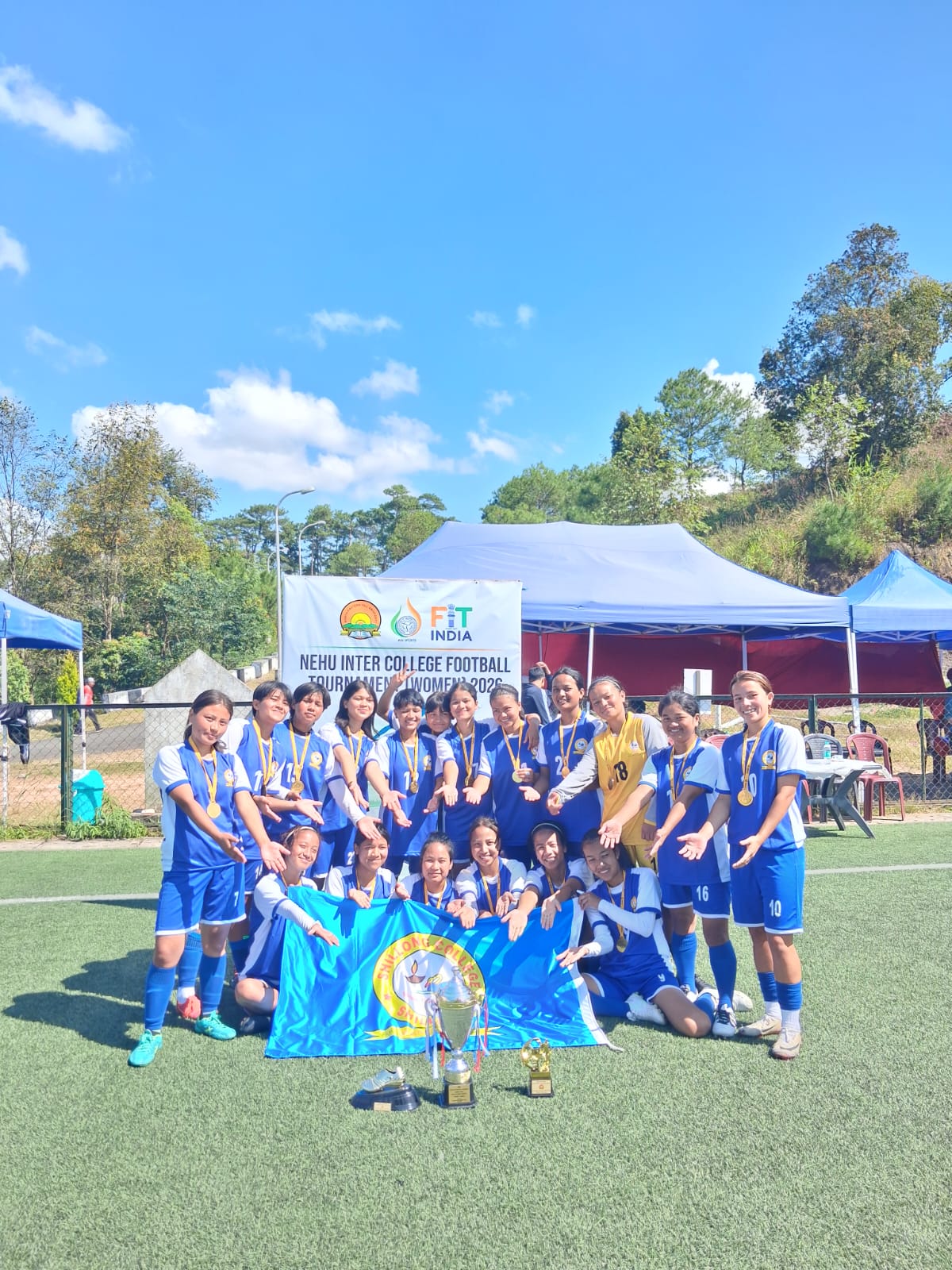 Champions of the North-Eastern Hill University (NEHU) Inter-College Women’s Football Tournament 2026.